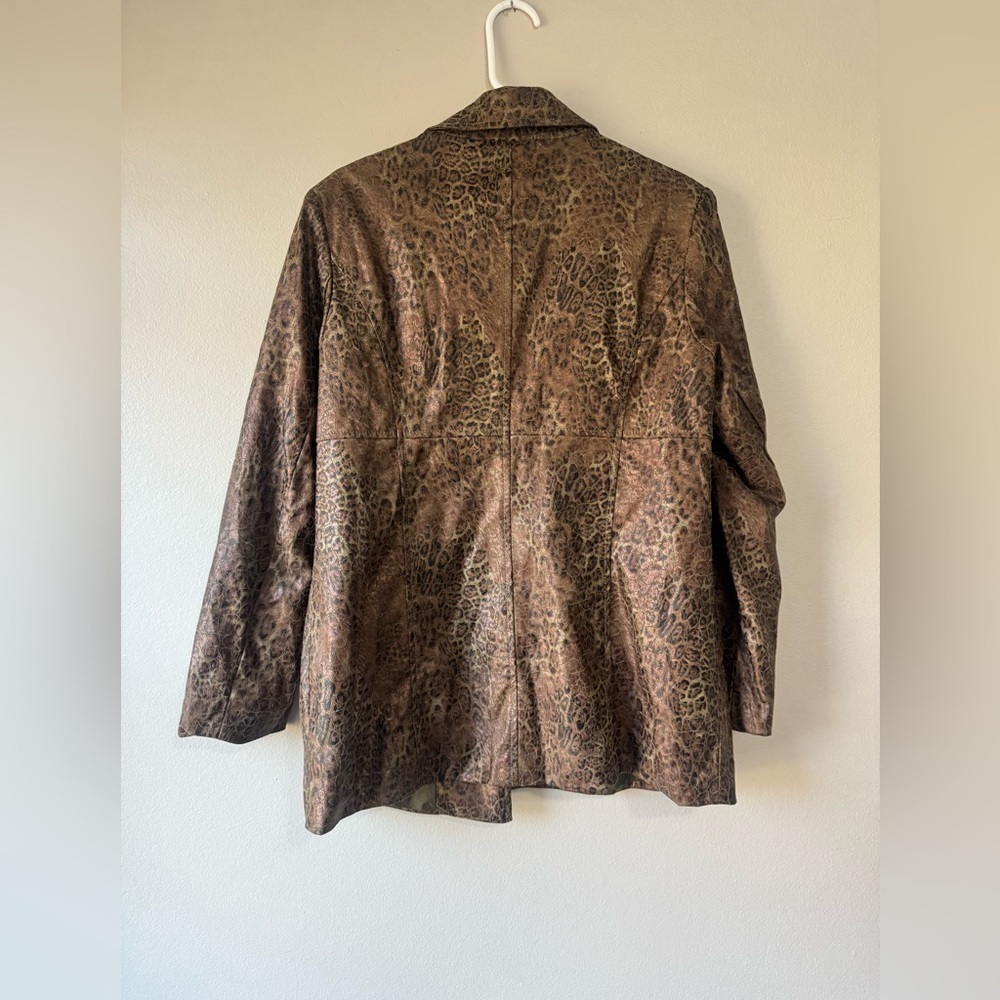 Vintage 90’s Y2K  Birch Hill Brown Animal Print burnout Women's Jacket medium - Picture 10 of 12